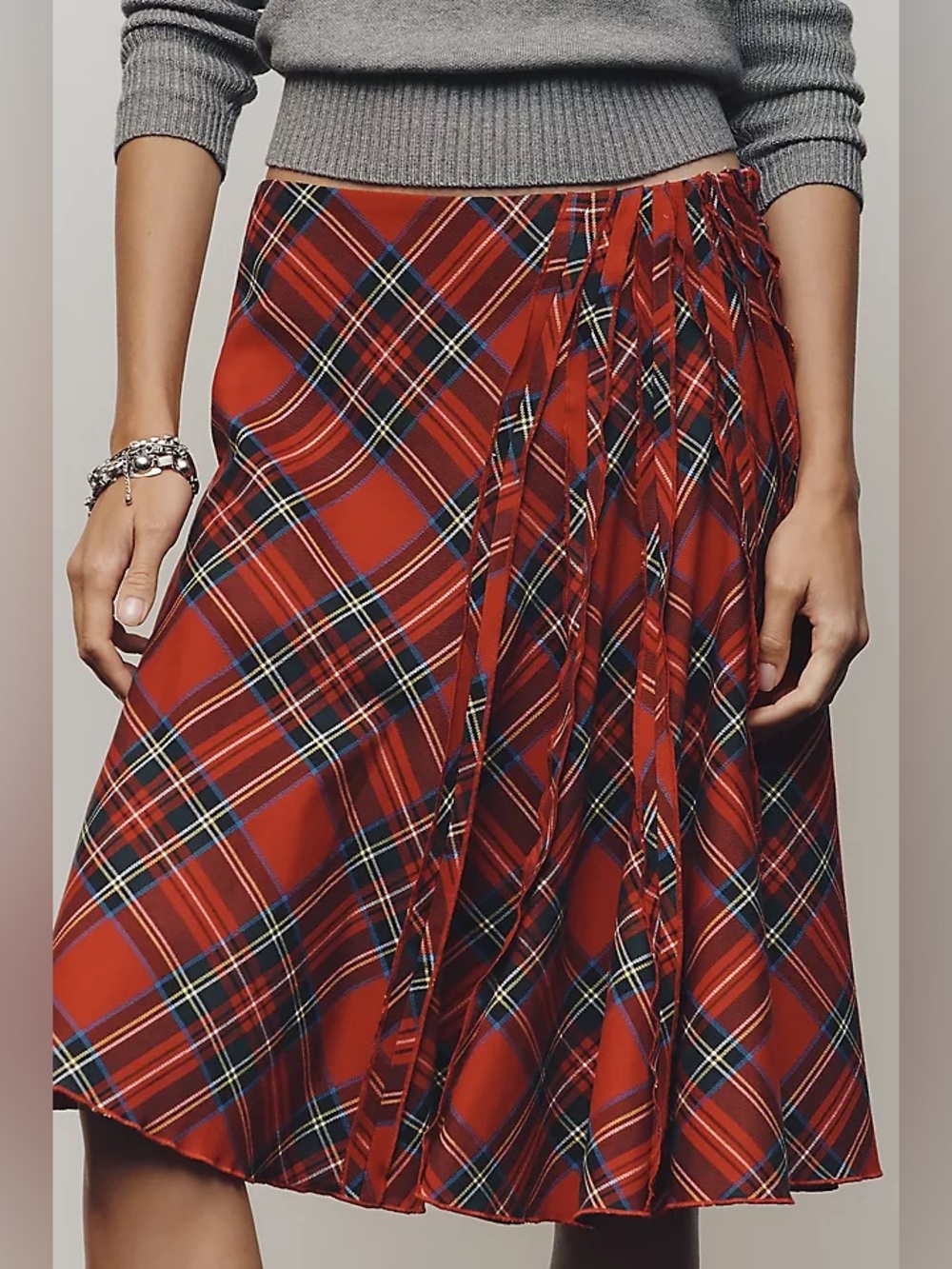 Anthropologie Maeve Seamed Plaid A-Line Midi Skirt